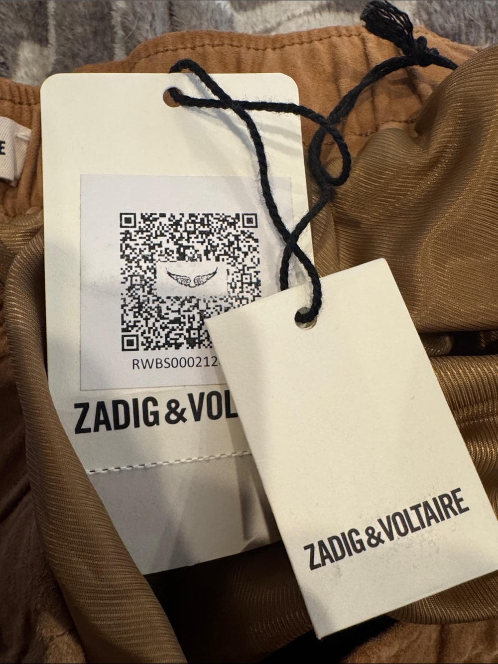 Zadig & Voltaire Paxi Daim Froisse Cognac Brown Suede Leather shorts NWT 38 - Picture 9 of 9